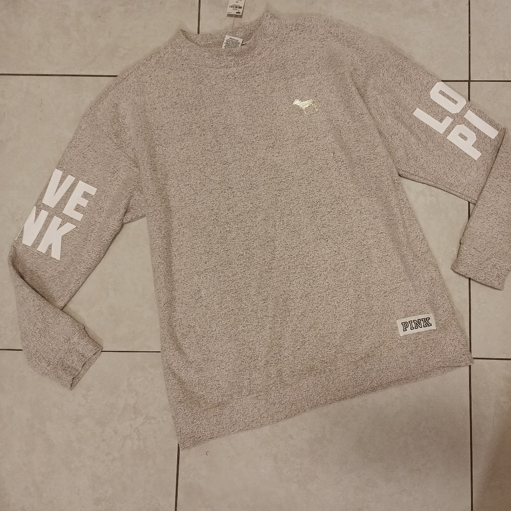 Victoria's Secret PINK Beige Knit Crewneck Sweatshirt